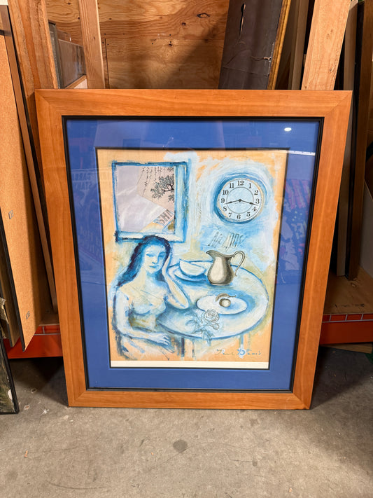 "Lady at Table" Signed Lithograph 007/200 Print - Paul Brooks Davis - 42 x 34"