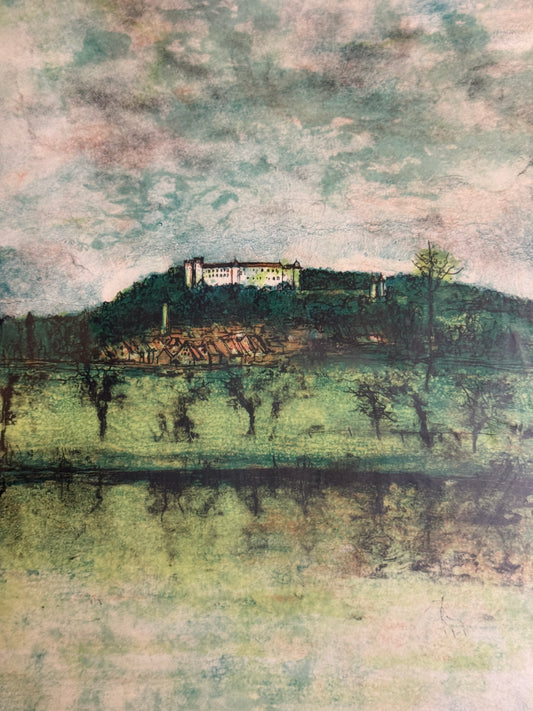 "Chateau Sur La Saone " - Bernard Gantner Signed Numbered Lithograph Print 32/322 - 20 x 26"