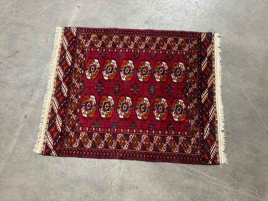 Vintage Handwoven Red Floral Oriental Persian Rug - Handwoven - 34 x 41"
