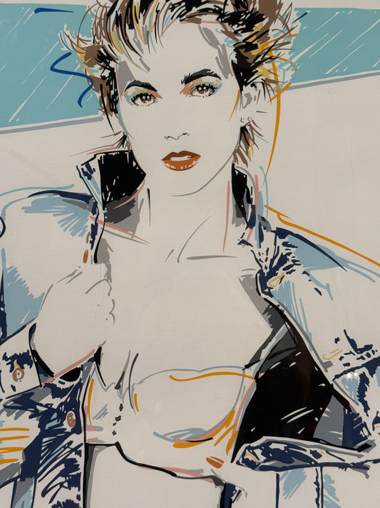 "Jonsey" - Dennis Mukai Signed Retro Serigraph Print Colorful Woman - 46 x 38"