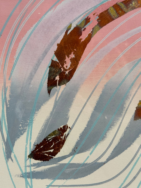 Abstract Feathers Canadian Artist- Ronald David Thompson Print Signed - 19" x 19"