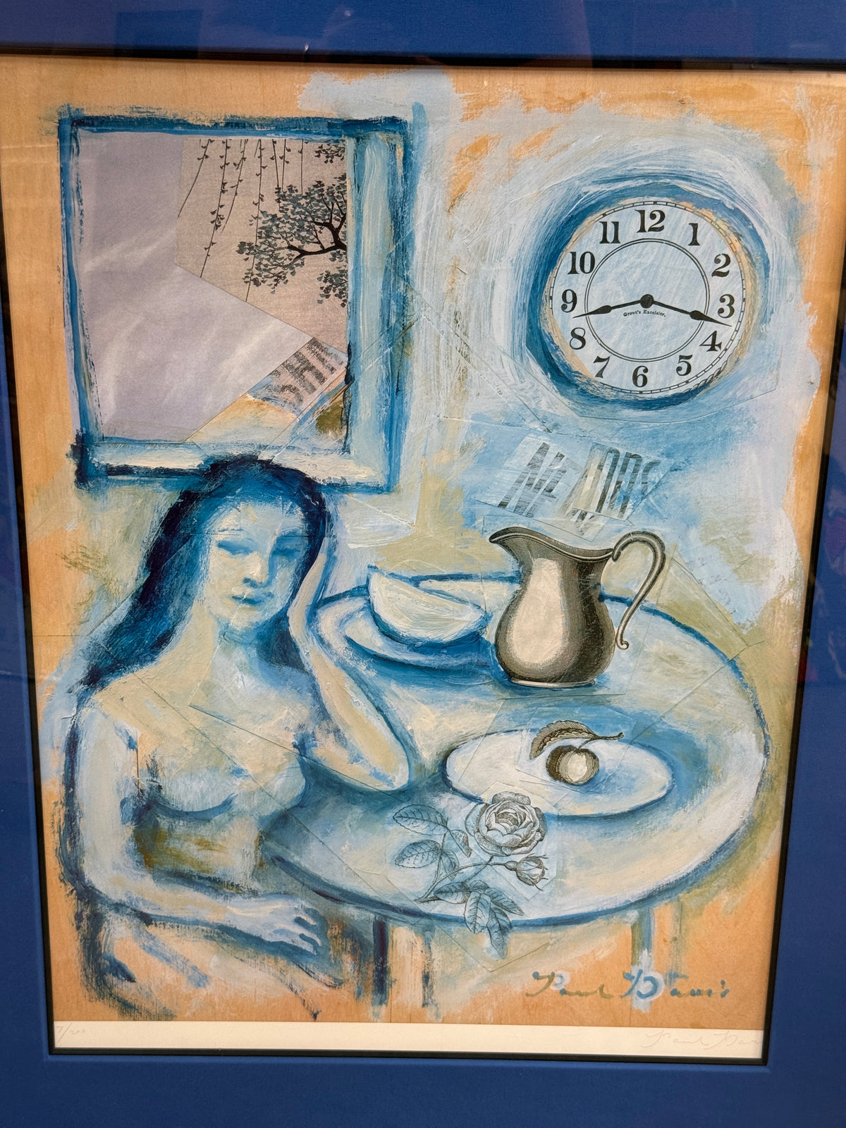 "Lady at Table" Signed Lithograph 007/200 Print - Paul Brooks Davis - 42 x 34"