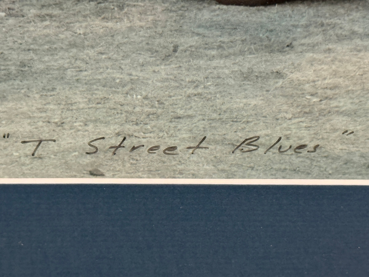 "T Street Blues"  Woody Surf Wagon Signed Automotive Art Print -Unknown- 26 x 30"