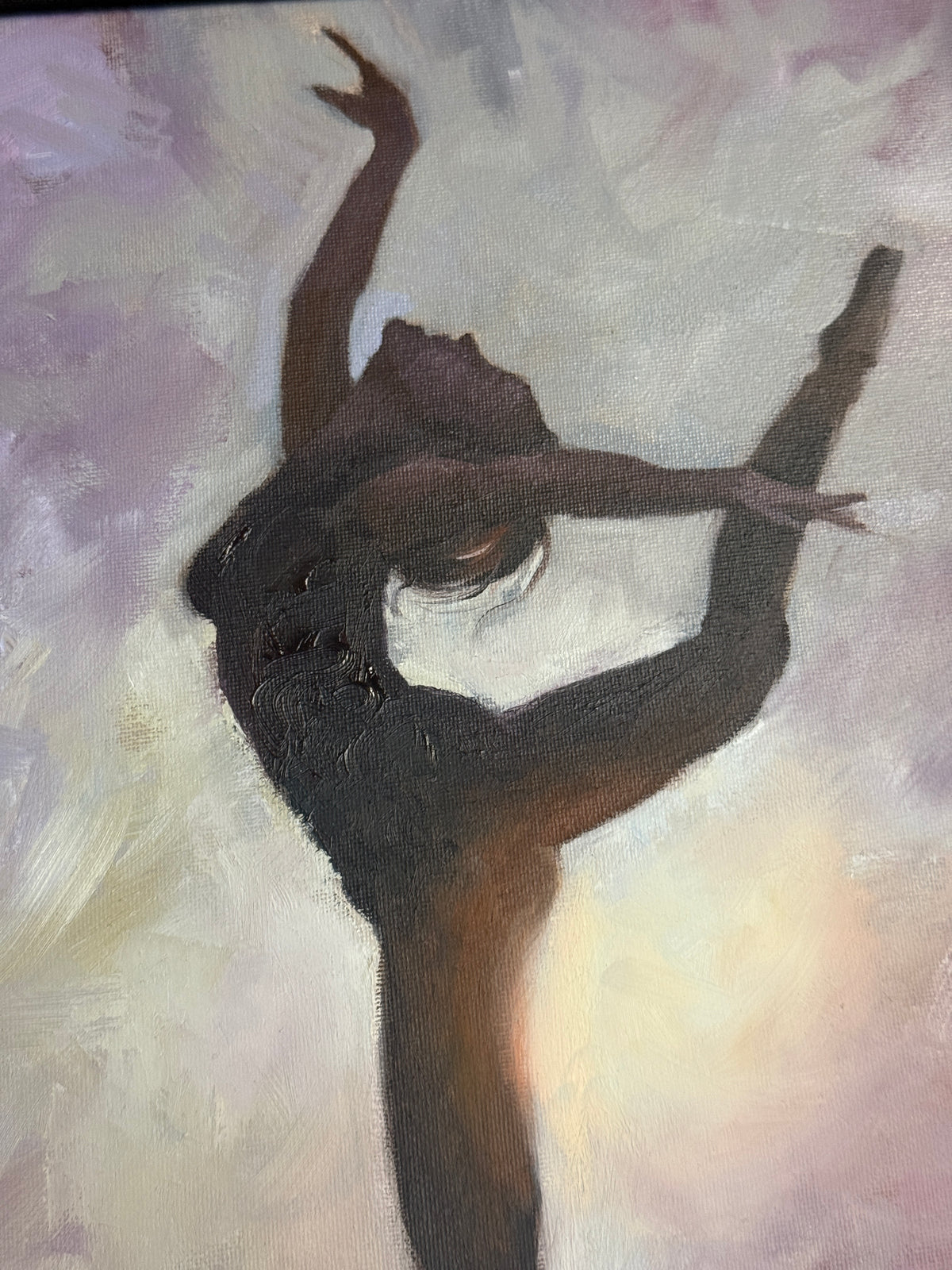 Ballerina Silhouette Original Oil Painting -V. Silvano - 18 x 22"