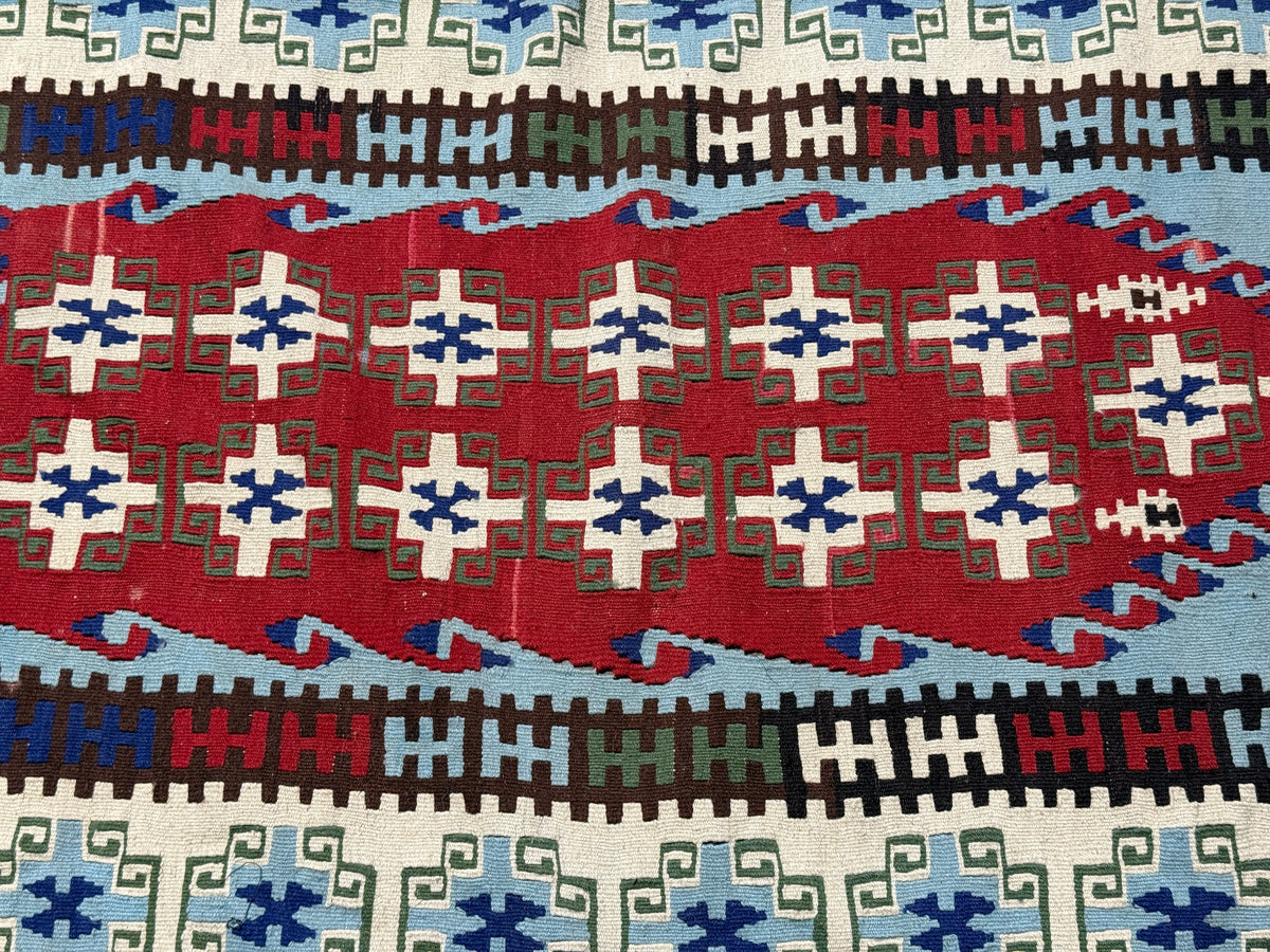 Vintage Blue Kilim Persian Oriental Rug - Handwoven  - 40 x 69"