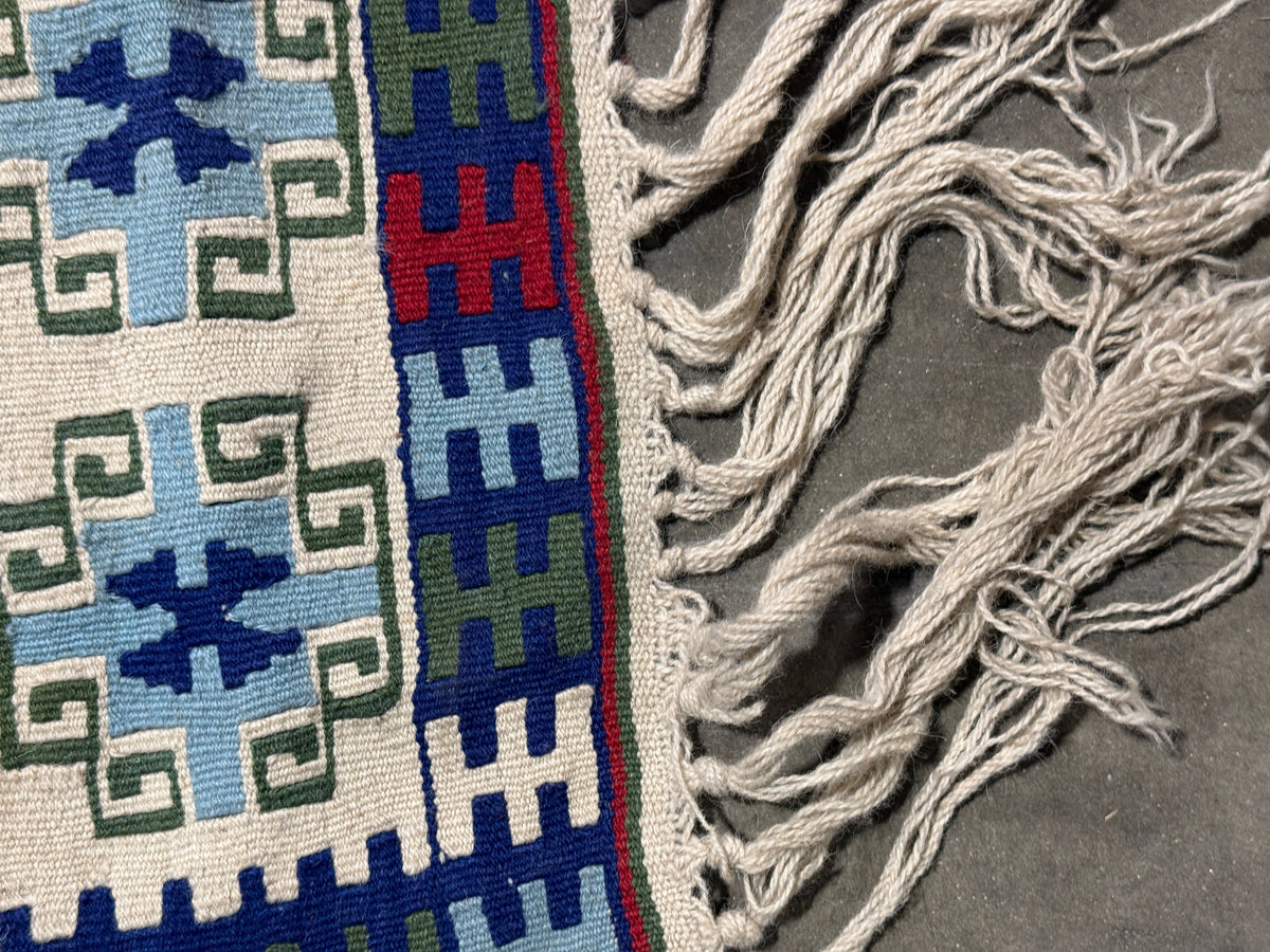 Vintage Blue Kilim Persian Oriental Rug - Handwoven  - 40 x 69"