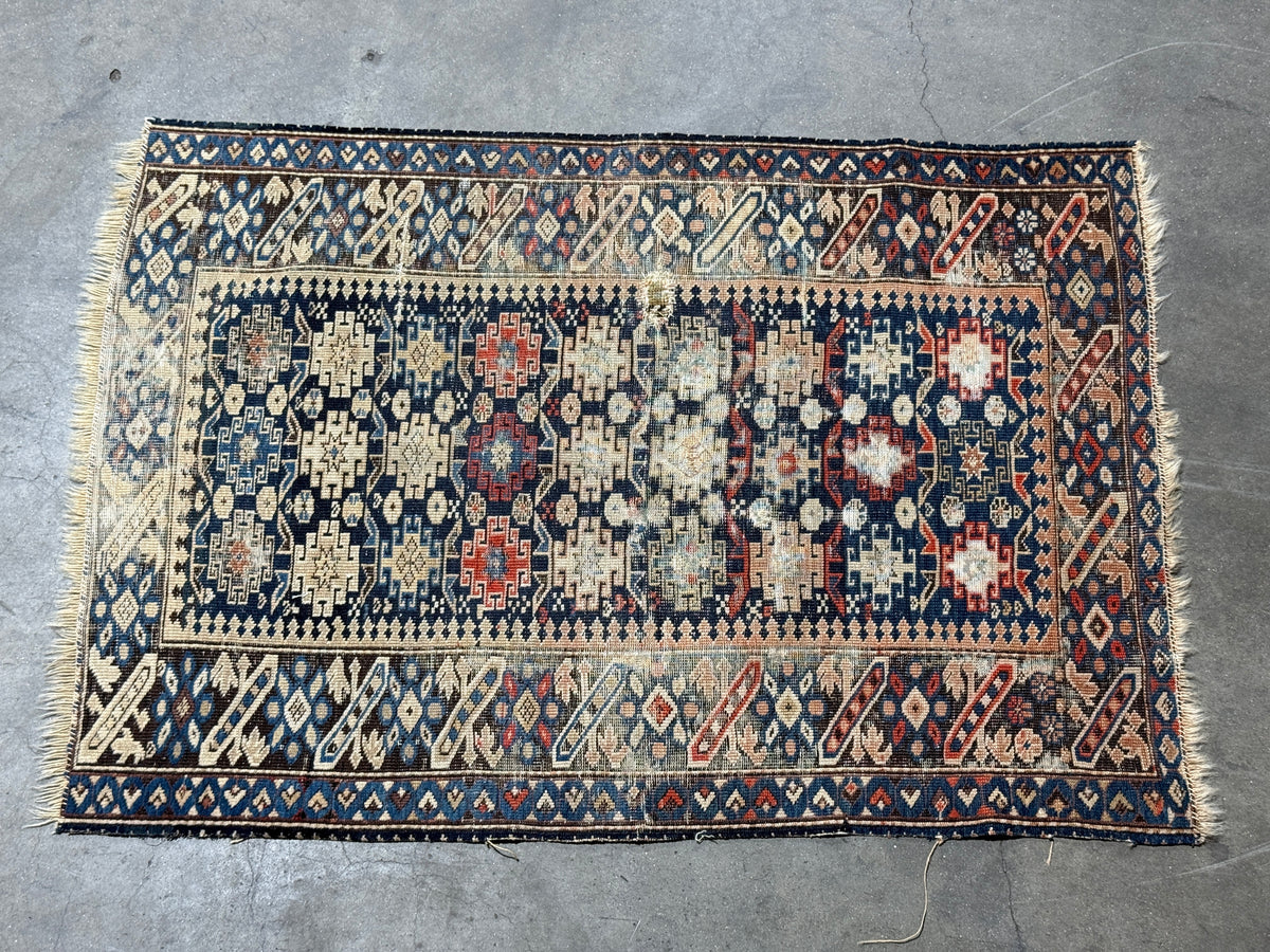 Antique Handwoven Oriental Caucasian Persian Rug - Handwoven  - 27 x 39"