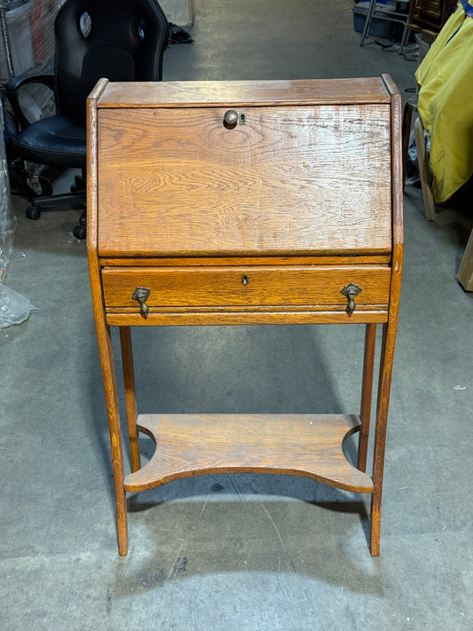 Antique Solid Wood Slant-Top Secretary Desk- 12 x 40"