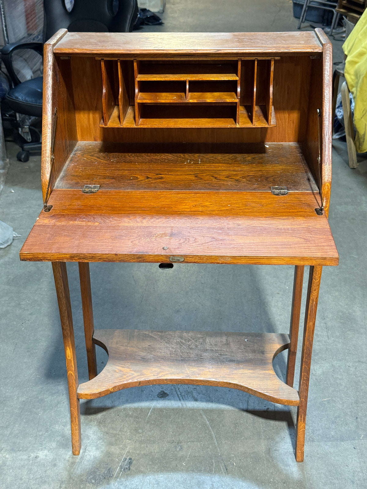 Antique Solid Wood Slant-Top Secretary Desk- 12 x 40"