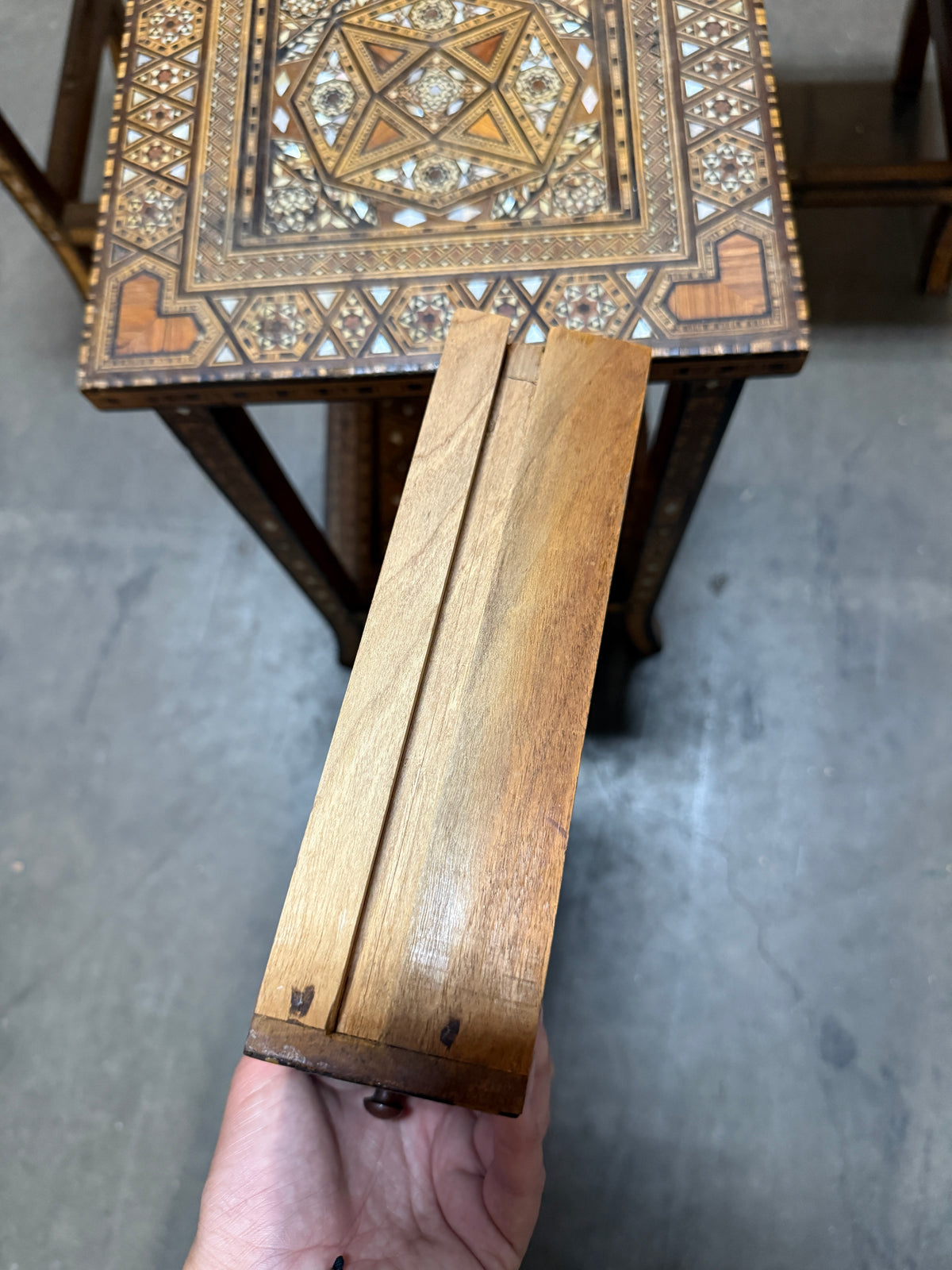 Antique Damascus Inlaid Stacking Table Set of 3 - 23 x 30"