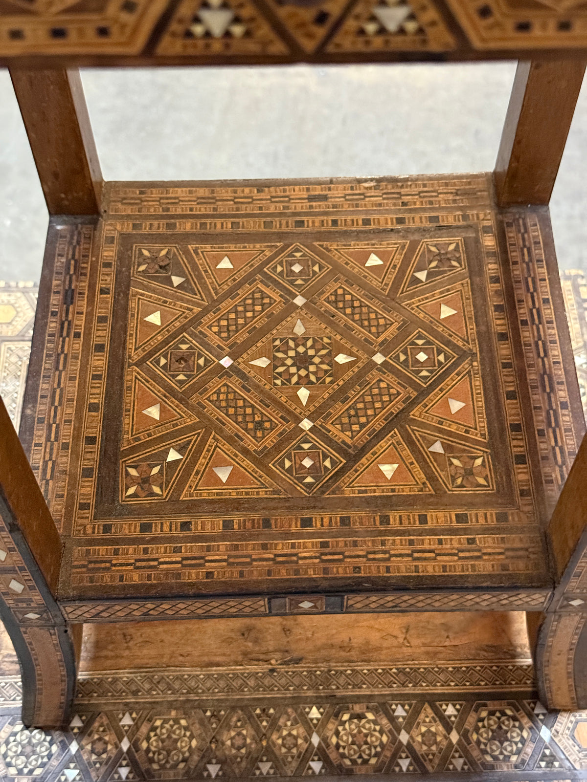 Antique Damascus Inlaid Stacking Table Set of 3 - 23 x 30"