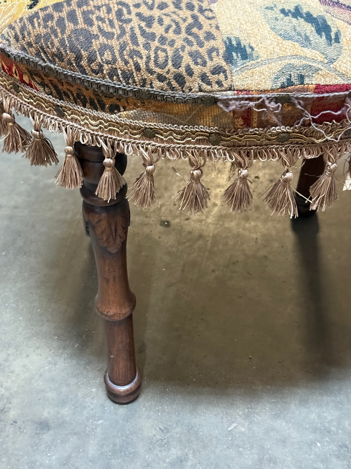 Vintage Pair of Patchwork Barrel Back Parlor Chairs- 23 x 30"
