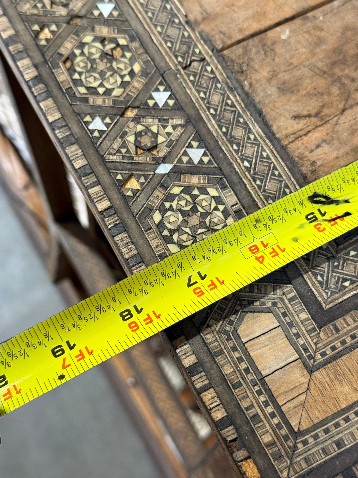 Antique Damascus Inlaid Stacking Table Set of 3 - 23 x 30"