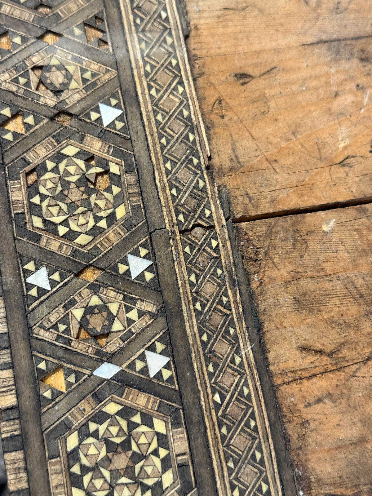 Antique Damascus Inlaid Stacking Table Set of 3 - 23 x 30"