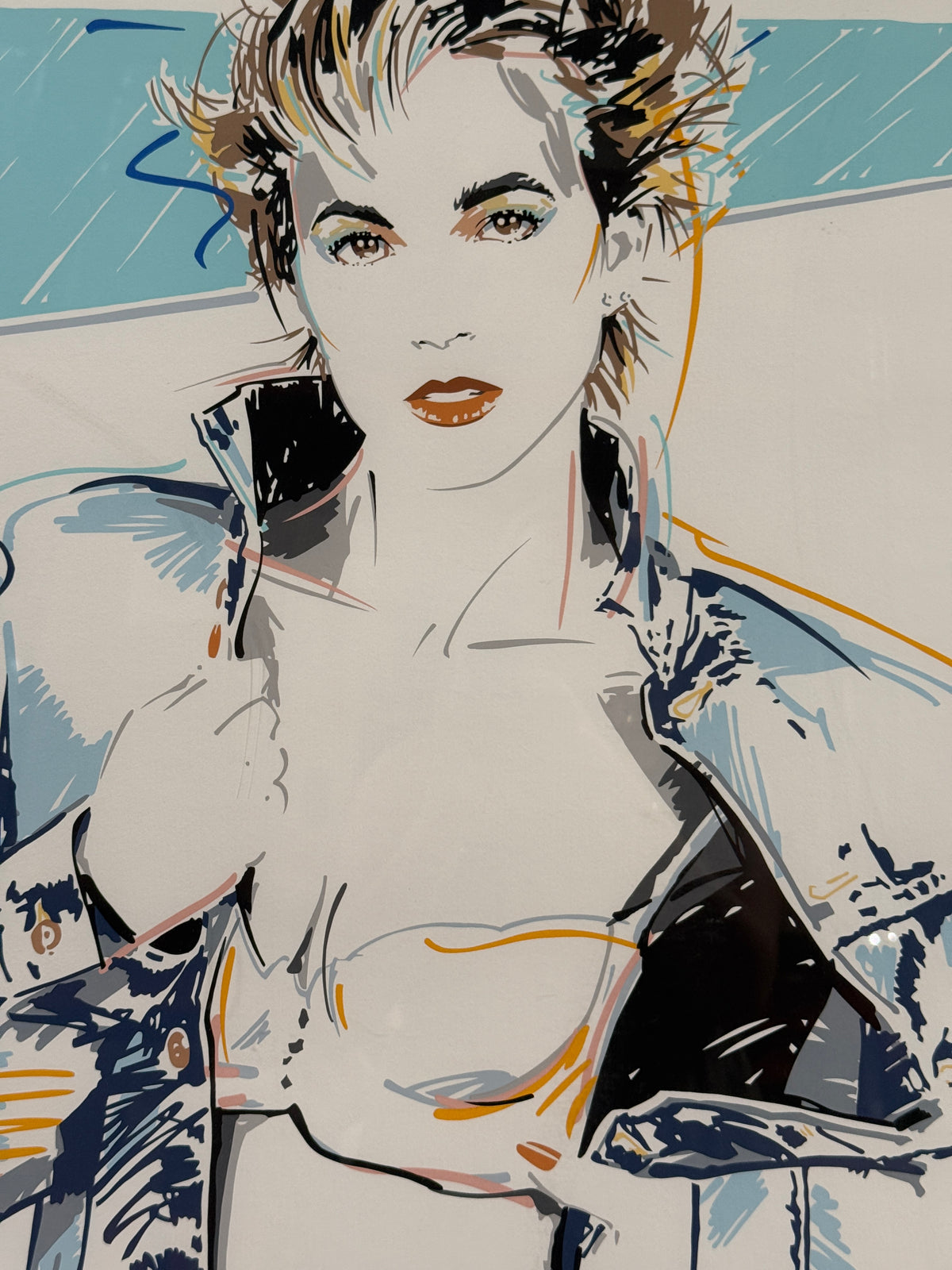 "Jonsey" - Dennis Mukai Signed Retro Serigraph Print Colorful Woman - 46 x 38"