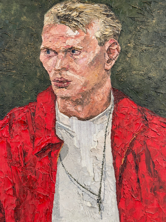 1964 California "The Scapegoat" Expressionist Original Oil Portrait Painting - George Keahey - 25 x 32"