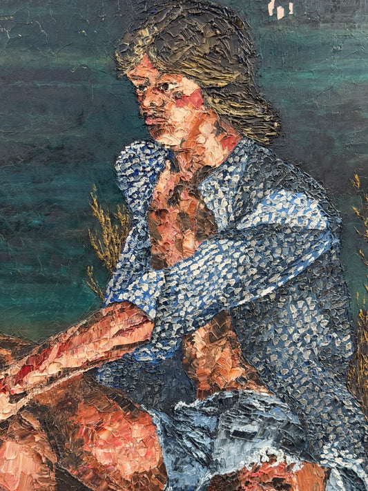 1970s California "One's - Self, Sharing" Expressionist Original Oil Portrait Painting - George Keahey - 36 x 48"