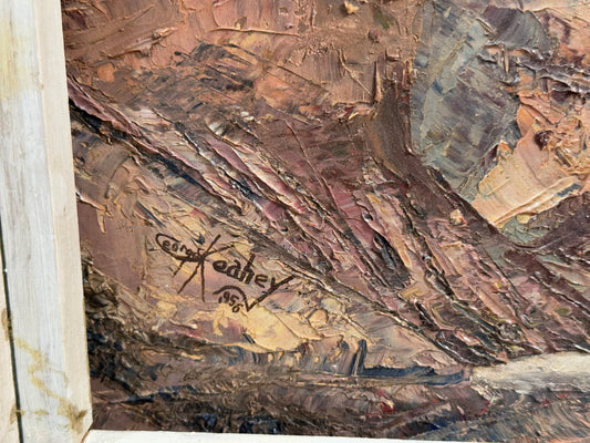 1956 California "Self Portrait, Looking In A Window" Expressionist Original Oil Portrait Painting - George Keahey - 17 x 21"