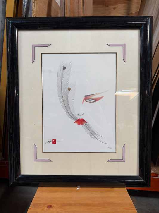 "Eyes Of Otsuka" - Hisashi Otsuka Feathers Numbered Lithograph Print 245/300 - 23 x 27"