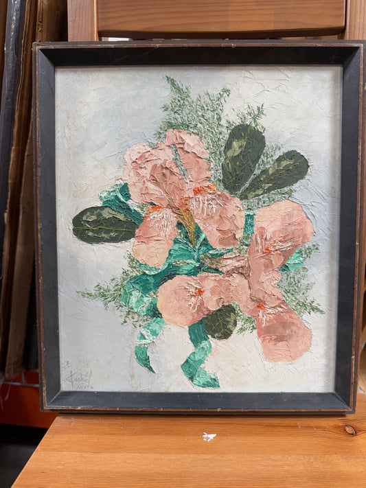 1973 California "The Poor Man's Orchid - With Love" Expressionist Original Oil Painting - George Keahey - 13 x 15"
