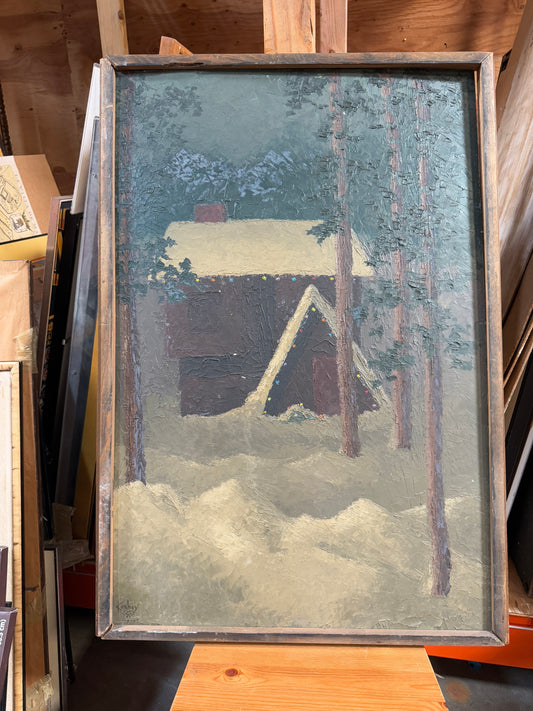 1972 California "December" Holiday Expressionist Original Oil Painting - George Keahey - 26 x 38"