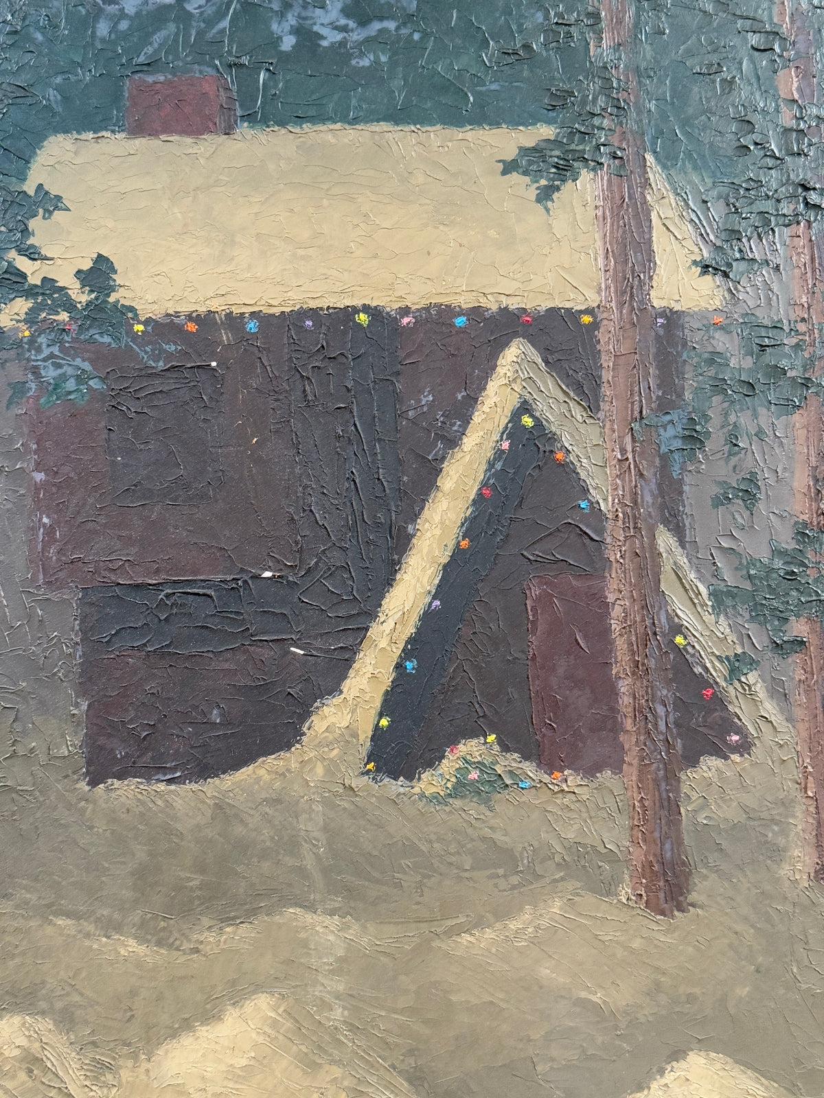 1972 California "December" Holiday Expressionist Original Oil Painting - George Keahey - 26 x 38"