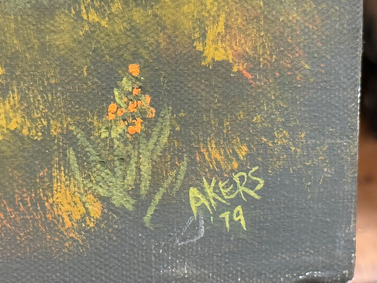 1979 Retro Landscape Forrest Scene Original Oil Painting - Akers - 16 x 20"