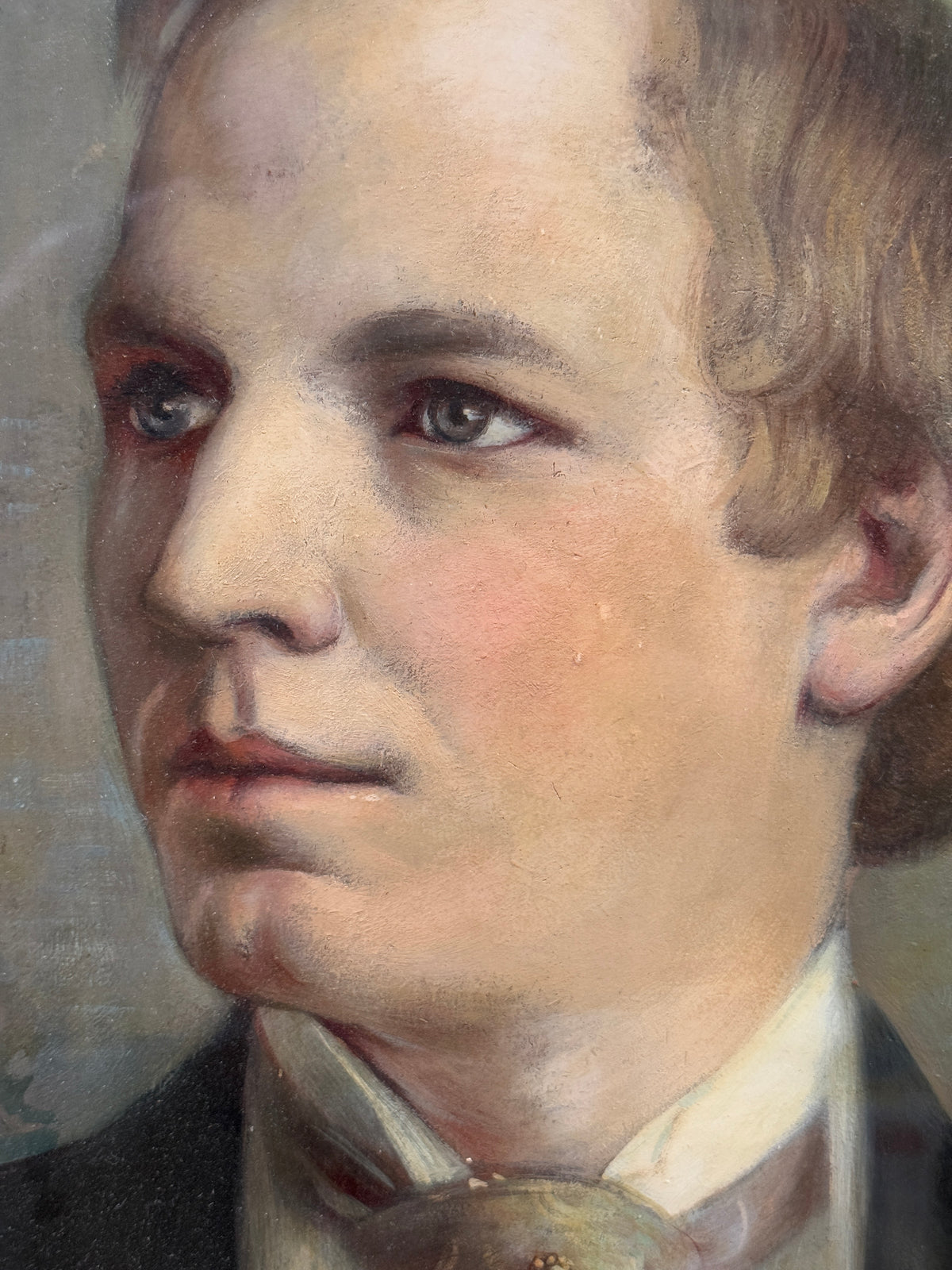 Antique Victorian Gentleman's Portrait Masonite Original Oil -John William Orth- 27 x 33" (Copy)