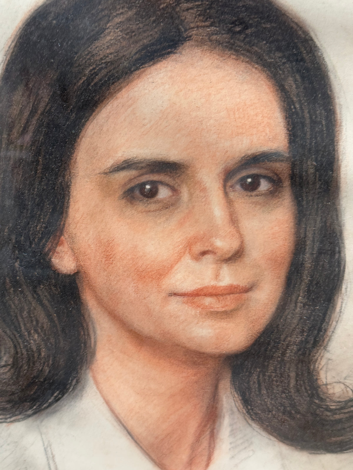 1970s Charcoal Pastel Portrait Of A Woman -Unknown- 22 x 26"