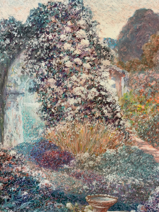 Garden Landscape Original Oil Painting -Frank Caldwell- 43 x 33"