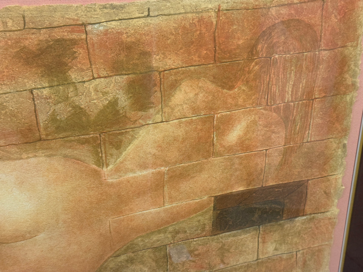 Nude Woman With Brick Signed Lithograph Print Artist Proof -Taverna - 38 x 45"