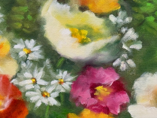 Colorful Floral Still Life Original Oil Painting -Mikkelson- 32 x 38"