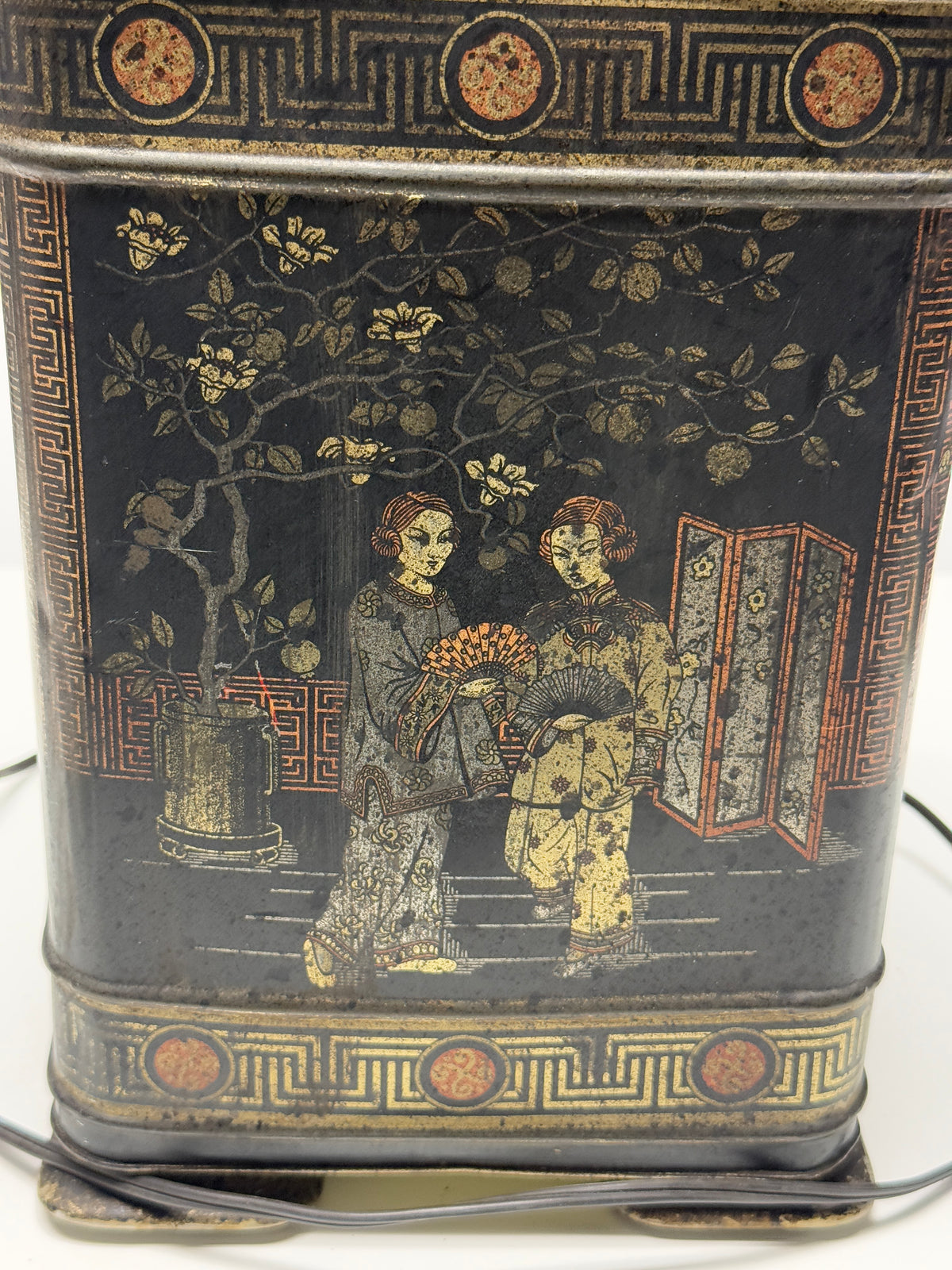 Vintage Frederick Cooper Large Tea Tin Table Lamp - 25 x 8"