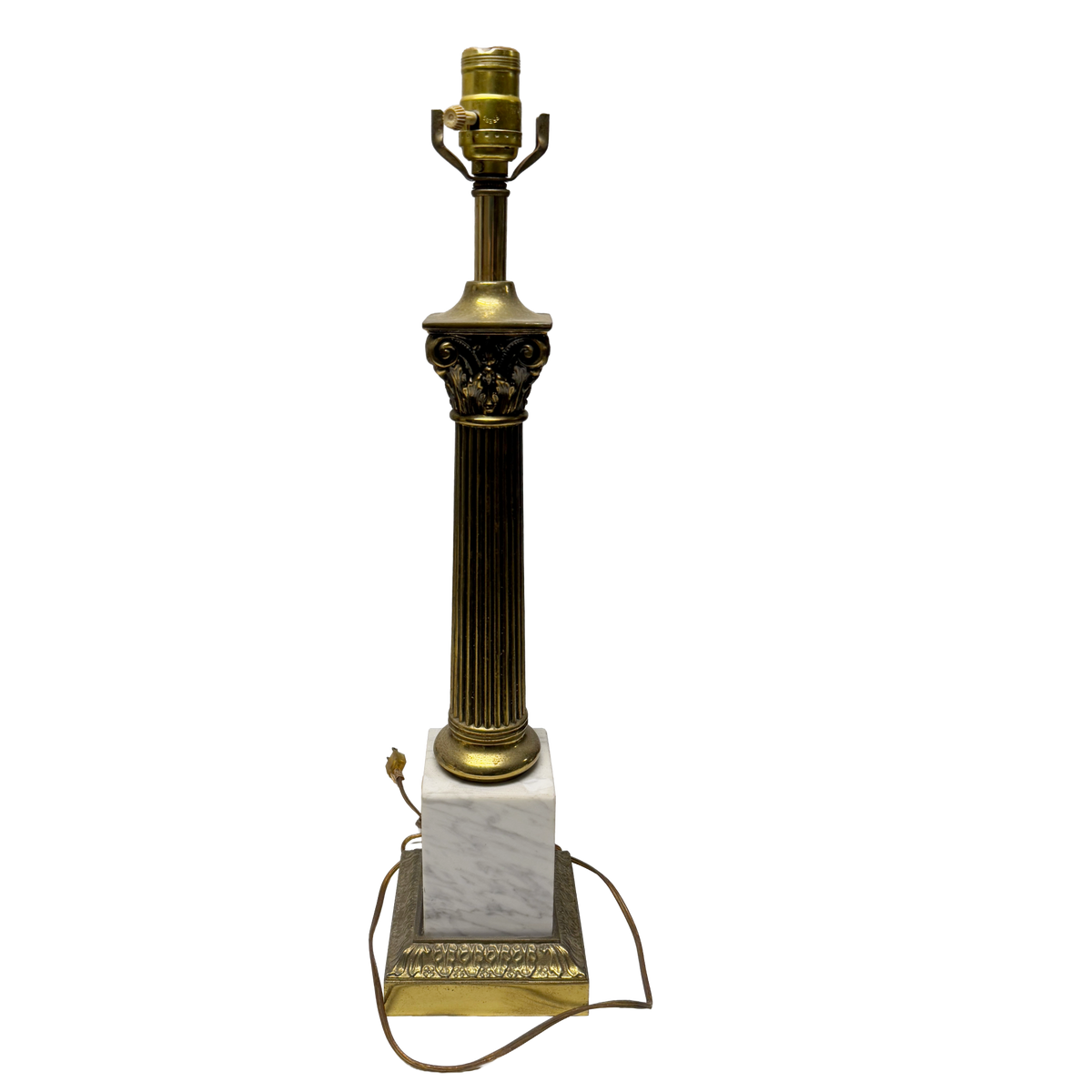Vintage Westwood Industries Hollywood Regency Marble Column Brass Table Lamp  - 24" x 6"
