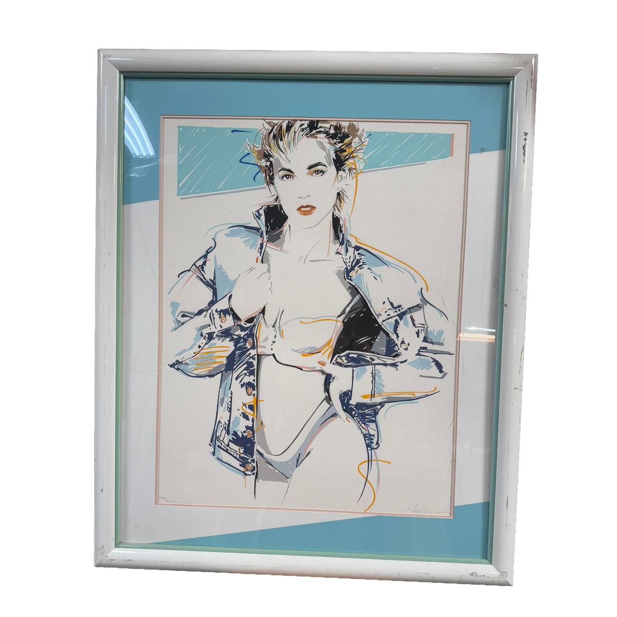"Jonsey" - Dennis Mukai Signed Retro Serigraph Print Colorful Woman - 46 x 38"