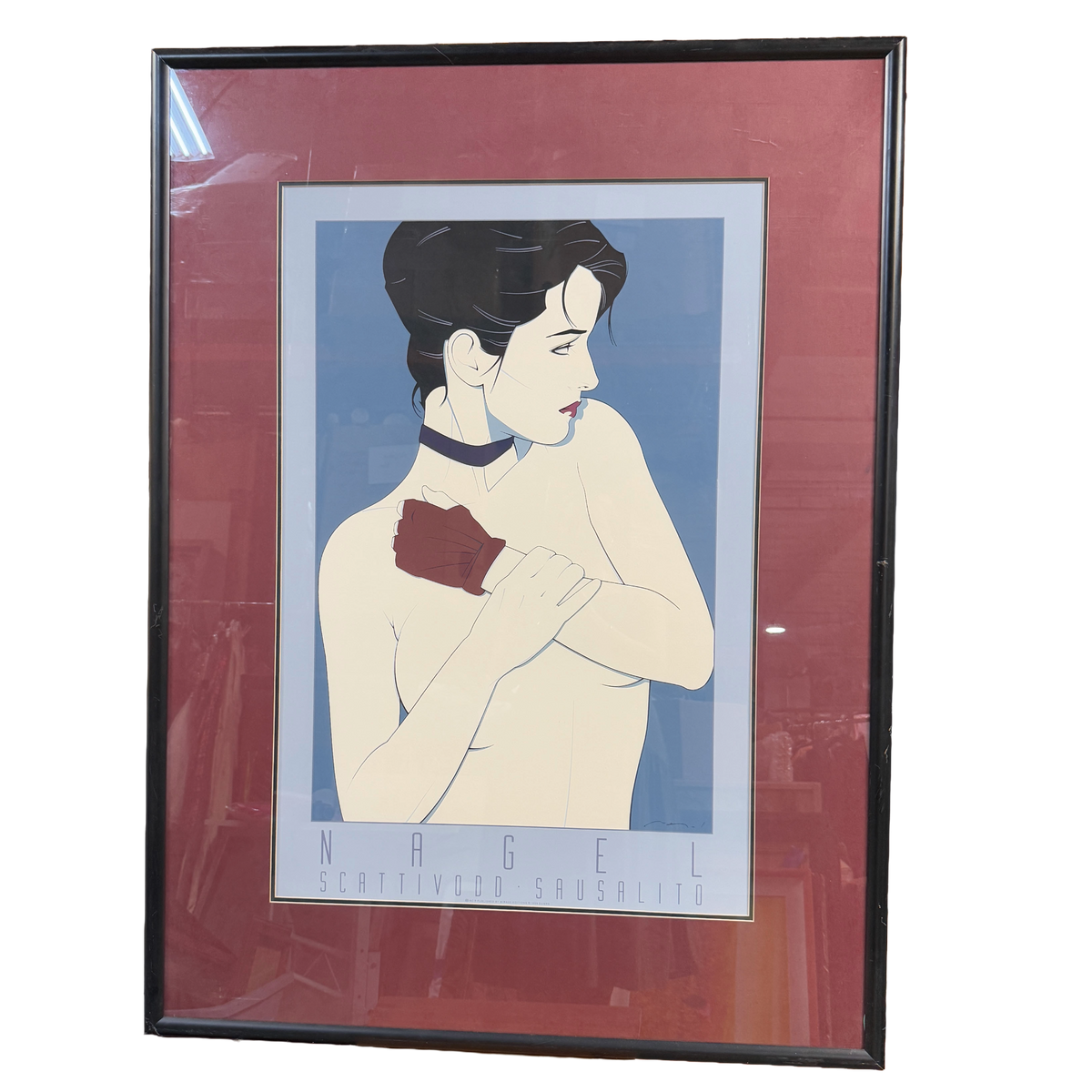 "Scattivodo Sausalito" - 1985 Patrick Nagel Retro Serigraph Print Woman Portrait - 36 x 50"