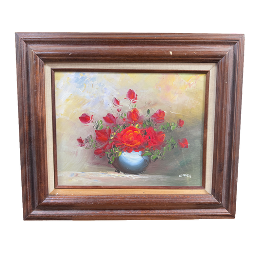 Red Roses Still Life Original Oil Painting - Kimura - 20 x 23"