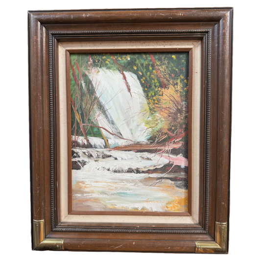 1989 Woodlands Waterfall Vintage Original Oil Painting - Williams - 19 x 23"
