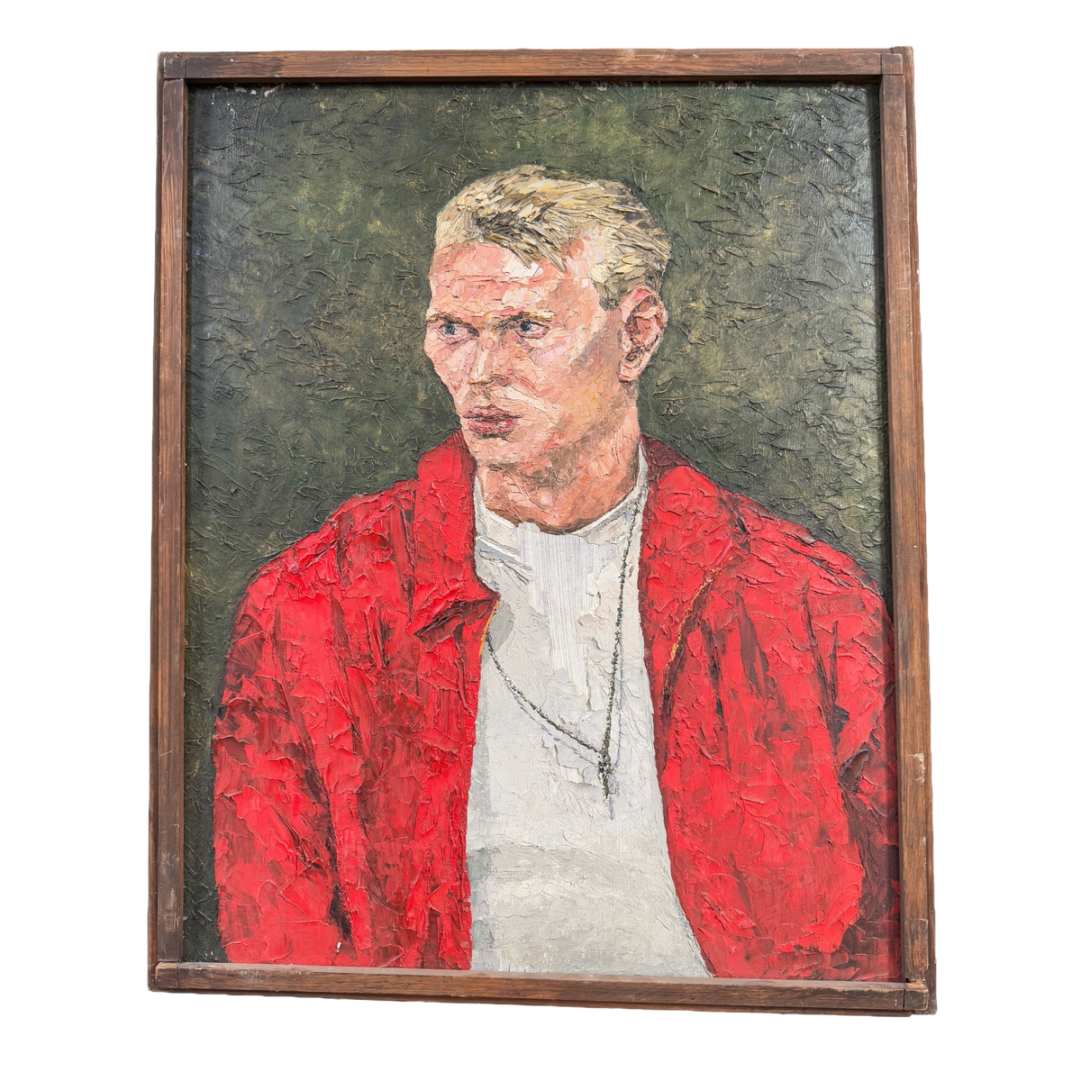 1964 California "The Scapegoat" Expressionist Original Oil Portrait Painting - George Keahey - 25 x 32"