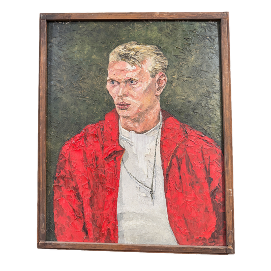 1964 California "The Scapegoat" Expressionist Original Oil Portrait Painting - George Keahey - 25 x 32"