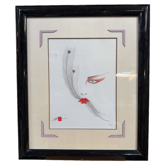 "Eyes Of Otsuka" - Hisashi Otsuka Feathers Numbered Lithograph Print 245/300 - 23 x 27"