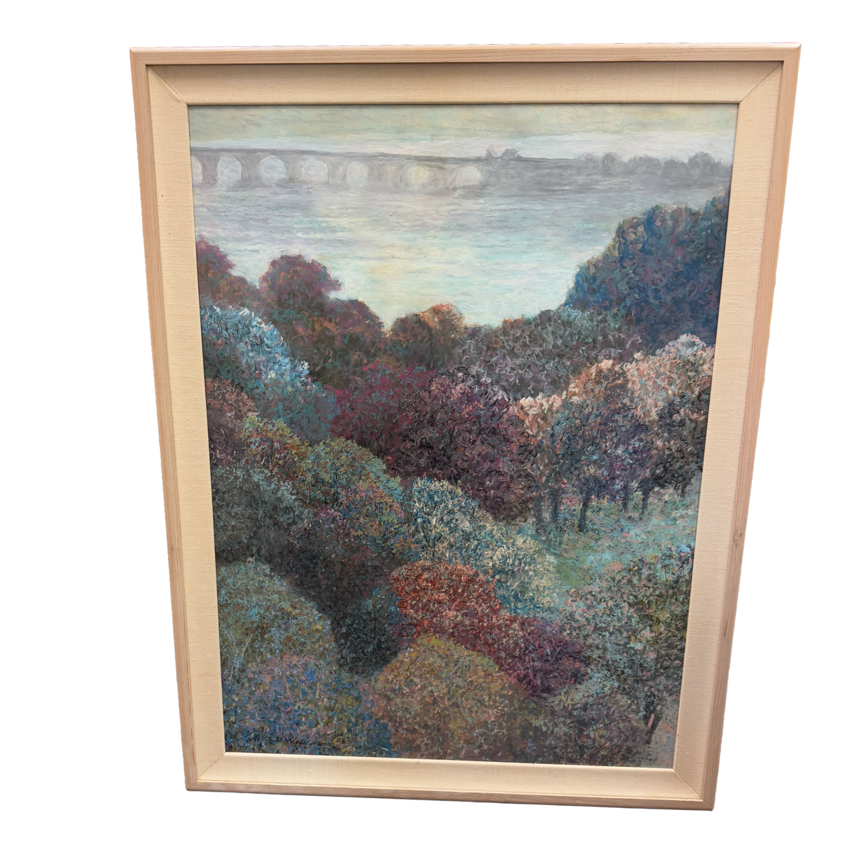 Bridge Landscape Original Oil Painting -Frank Caldwell- 43 x 33"