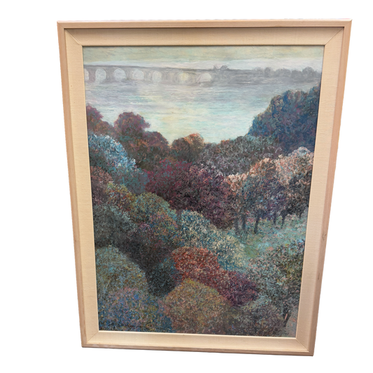 Bridge Landscape Original Oil Painting -Frank Caldwell- 43 x 33"