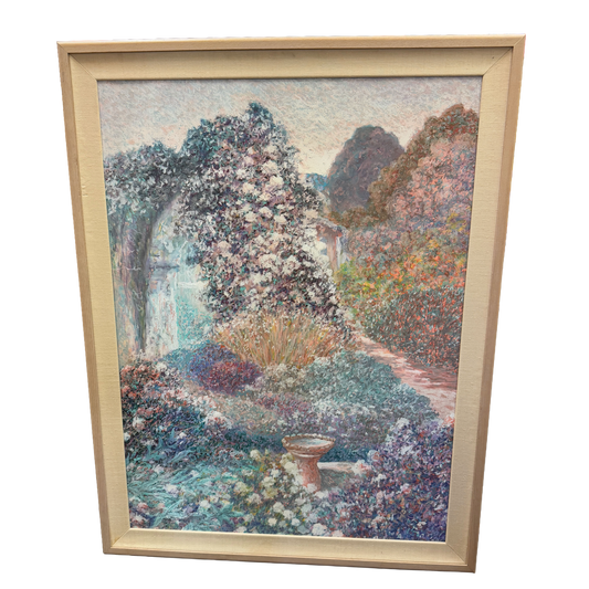 Garden Landscape Original Oil Painting -Frank Caldwell- 43 x 33"
