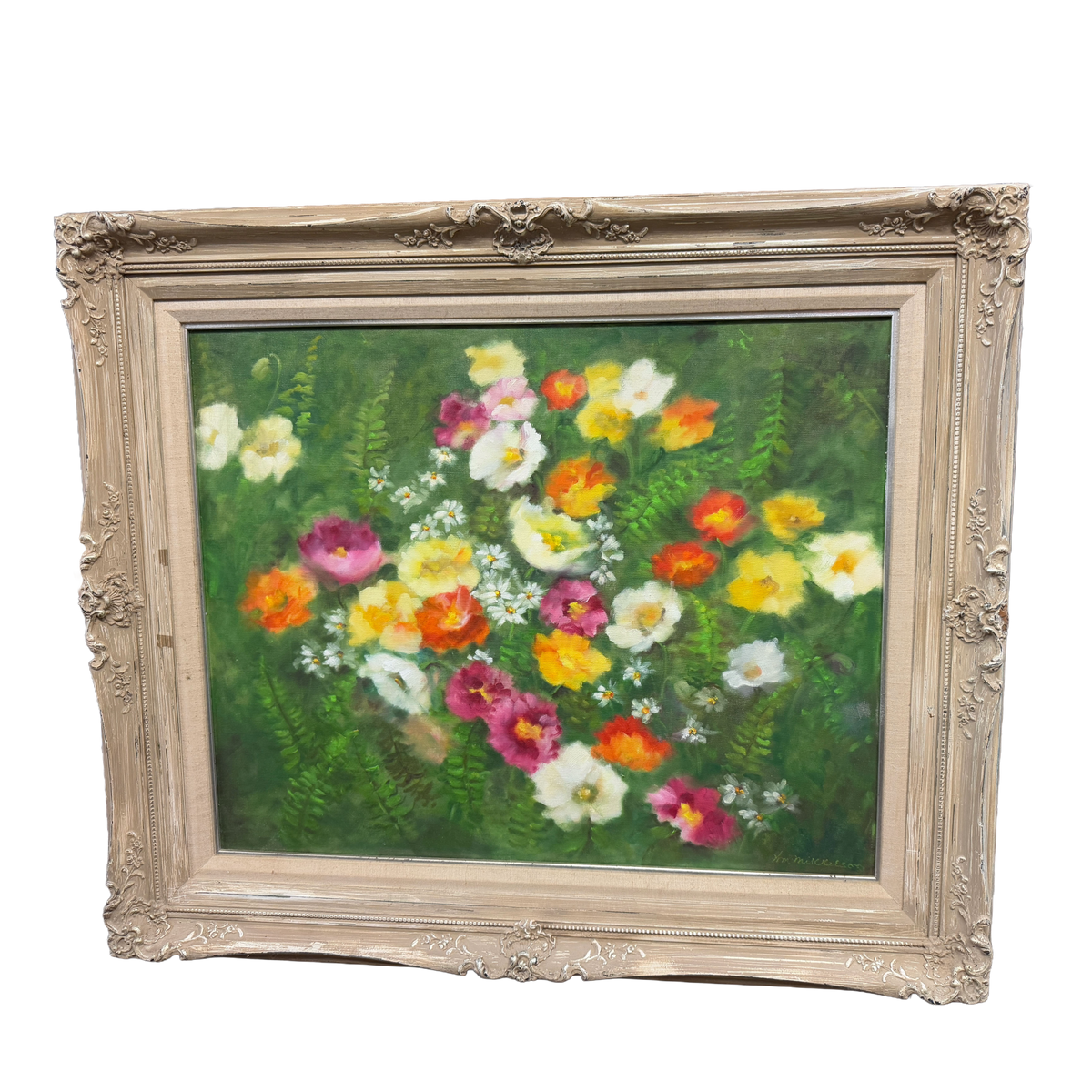 Colorful Floral Still Life Original Oil Painting -Mikkelson- 32 x 38"