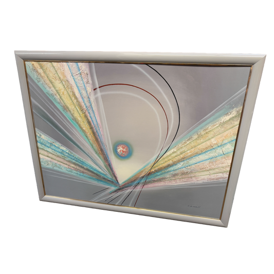 MCM Burst Retro Geometric Abstract Original Oil Painting - E Bignall - 40 x 52"