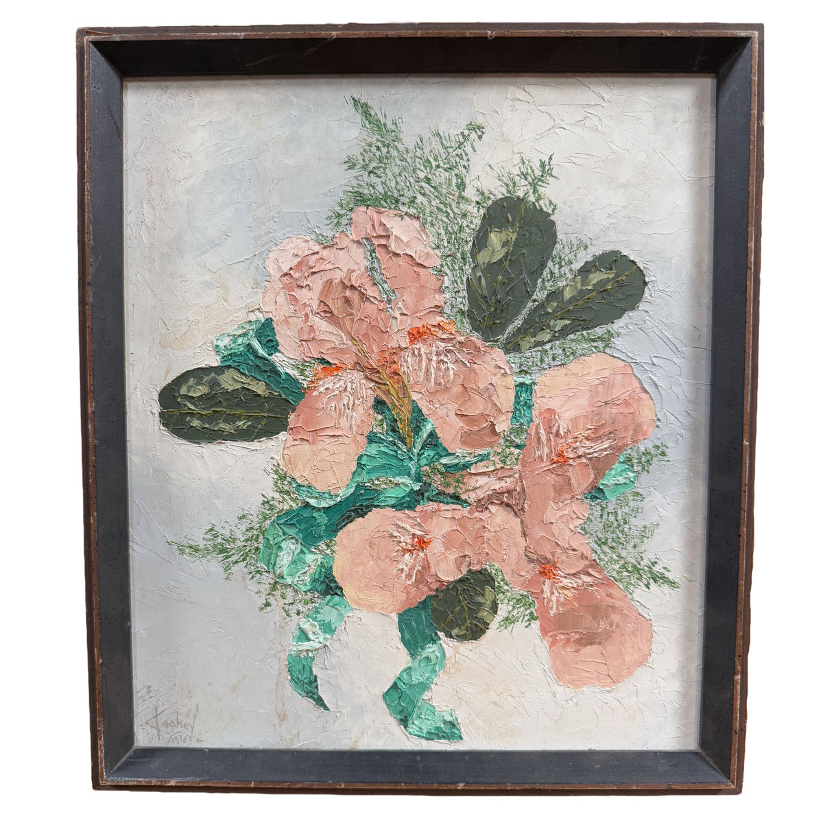 1973 California "The Poor Man's Orchid - With Love" Expressionist Original Oil Painting - George Keahey - 13 x 15"