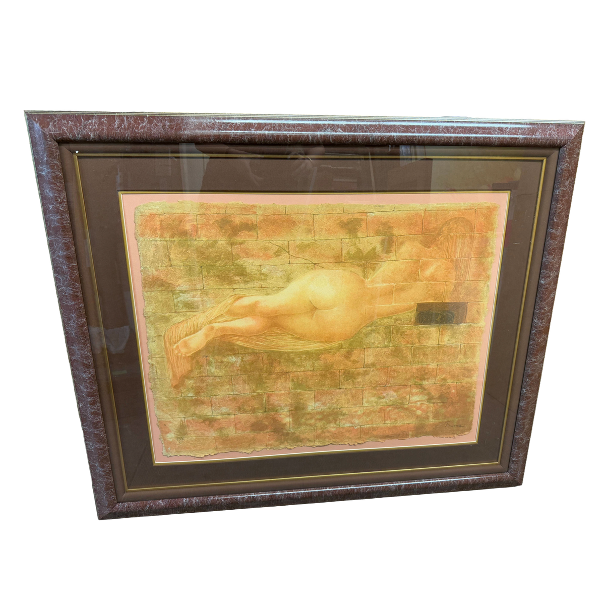 Nude Woman With Brick Signed Lithograph Print Artist Proof -Taverna - 38 x 45"
