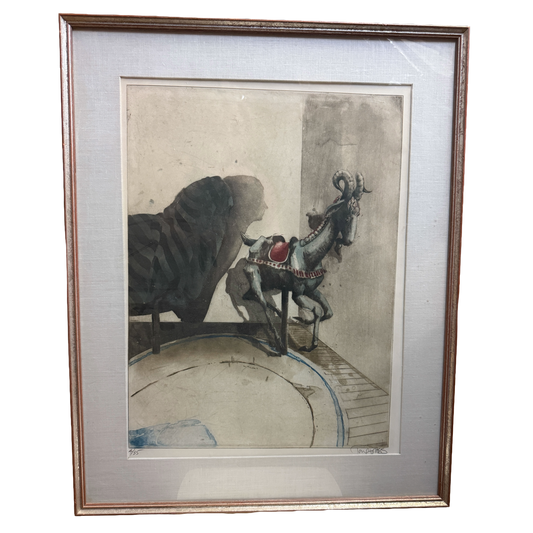 Vintage Signed Numbered Art Print 4/35 - Unidentified - 33 x 25"