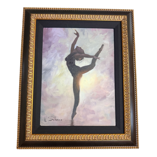Ballerina Silhouette Original Oil Painting -V. Silvano - 18 x 22"